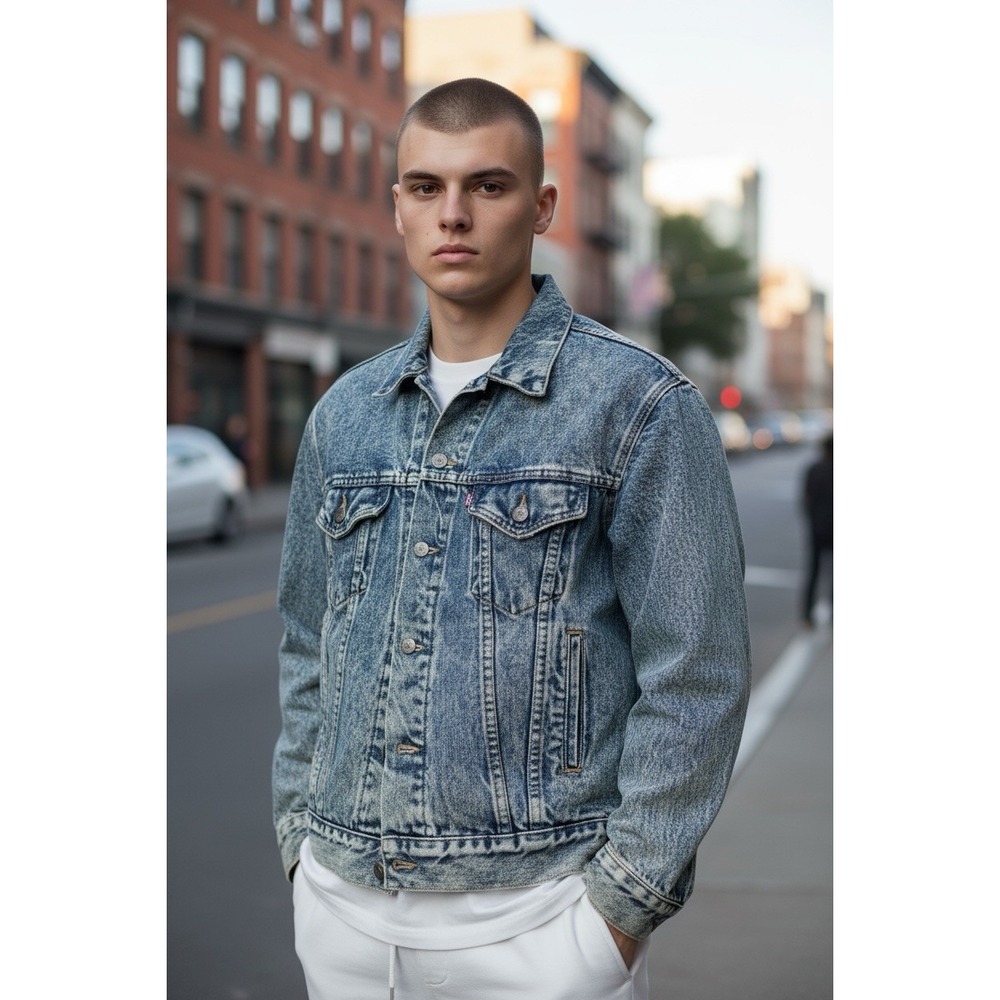 Levi's 70507 Vintage 80's Denim Acid Wash Trucker Jacket Y2k Grunge Made‎ USA Lg